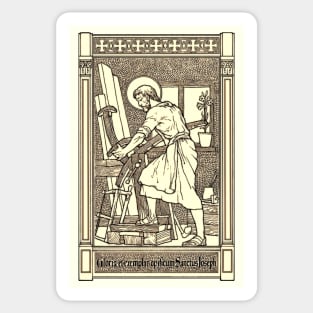 Saint Joseph the Worker Woodblock Print Sticker